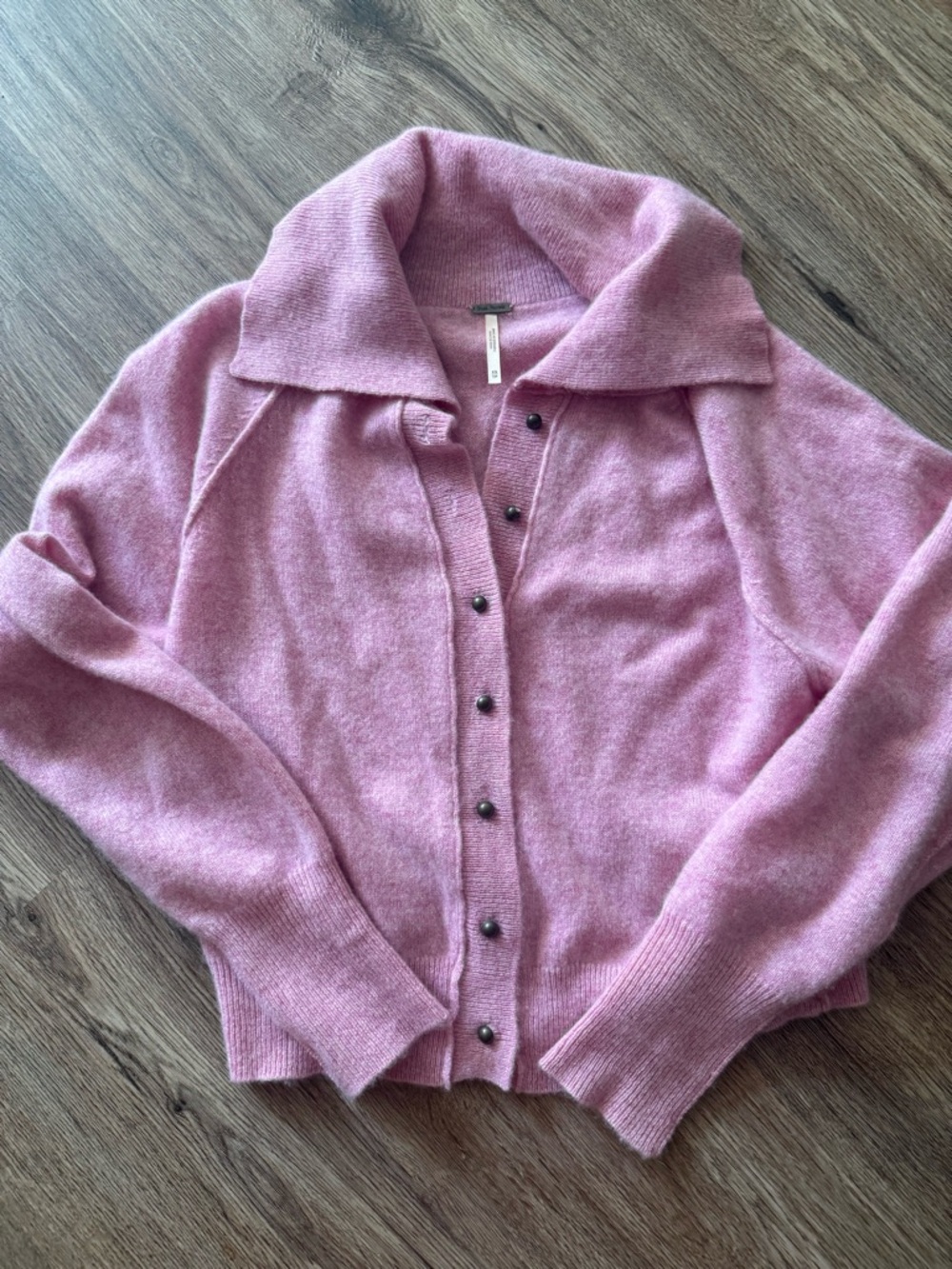 Free People Dusty Pink Button-Up Cardigan Sweater